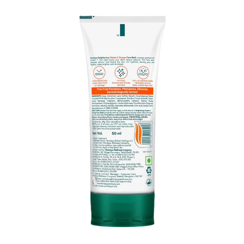 Himalaya Brightening Vitamin C Orange Face Wash-100ml - Image 2